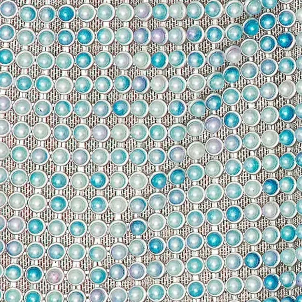 Poster Girl Gracie Crop Top Mix Blue Pearl metal chainmail mesh Revolve NWT